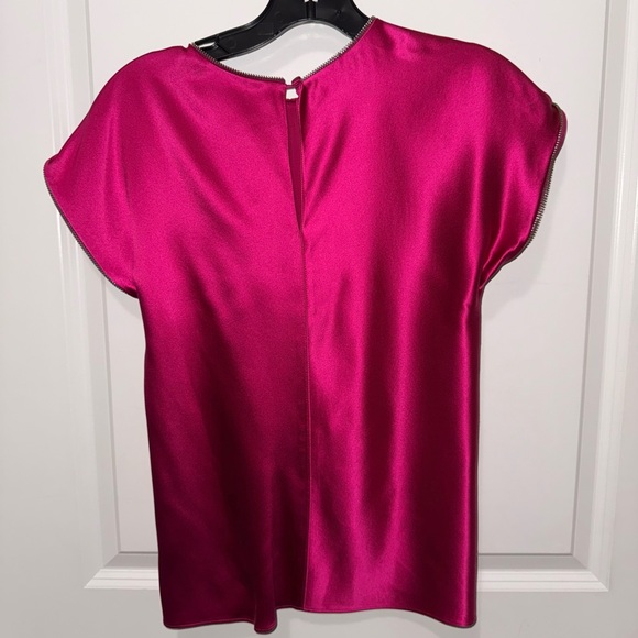 Helmut Lang Pink Capped Sleeve  Zipper detail Blouse - Picture 2 of 9
